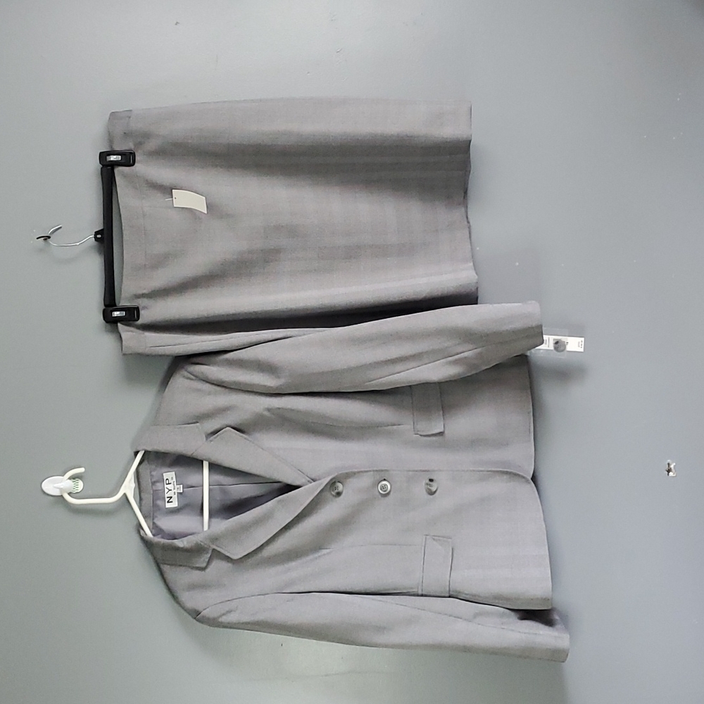 NYP, 2pc, suit, coat, skirt, black plaid, size 16